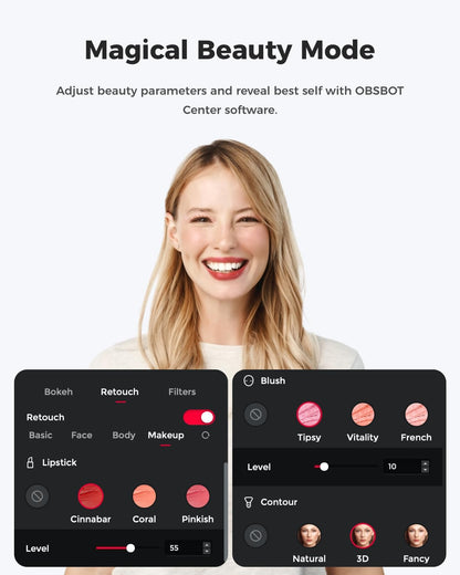 OBSBOT Meet 2-4K Webcam for PC with 1/2" Sensor, AI Framing & Autofocus, Beauty Mode, Lightweight, HDR, Webcam with Microphone, 60 FPS, Web cam for Streaming, Meeting, Gaming, etc. (Aurora Green)