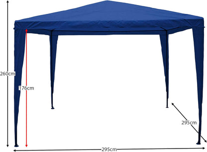 Garden Vida Pop Up Gazebo 3x3m Partytent Outdoor Tuin Luifel Waterbestendig Met Draagtas, Blauw