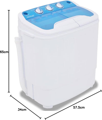 Mini Washing Machine with Double Tray, 5.6 kg, Mini Washing Machine for Motorhome, Single, Students, Washing Capacity of 5 kg - QUORE