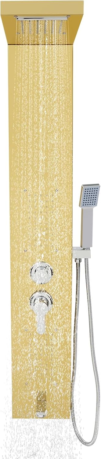 Douchepaneel – Douchekolom – Douchesysteem – Regendouche – Wanddouche – 5-In-1 Functie – Roestvrij Staal 50x125 cm