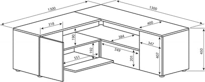TemaHome, TV-hoek, zwart en eiken, 130 x 40 x 46 cm (B x D x H)