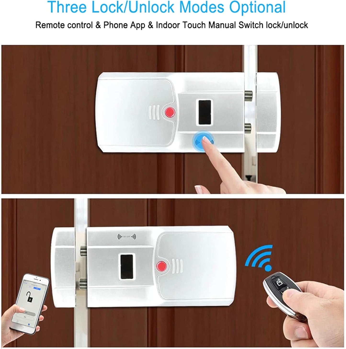 Deurslotkit - Smart Deurslot met 4 Afstandsbedieningen, Draadloos Onzichtbaar Slot Inbraakveilig voor TUYA, Bluetooth Afstandsbedieningsslot, Touch Unlock
