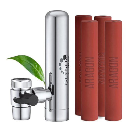 Waterfilter Voor Keukenkraan – Kraanfilter, Kraanwaterfilter, Waterzuiveraar, Waterzuiveringssysteem – Set Met 4 Cartridges – Past Op 22/24 Mm Kranen – Compact Ontwerp, 0,5 L/Min