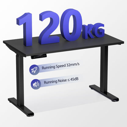 AIMEZO Electric Height Adjustable Desk Frame with Dual Motors, 4 Memory Control and Anti-Collision Protection, Load Capacity up to 120kg, Black - QUORE