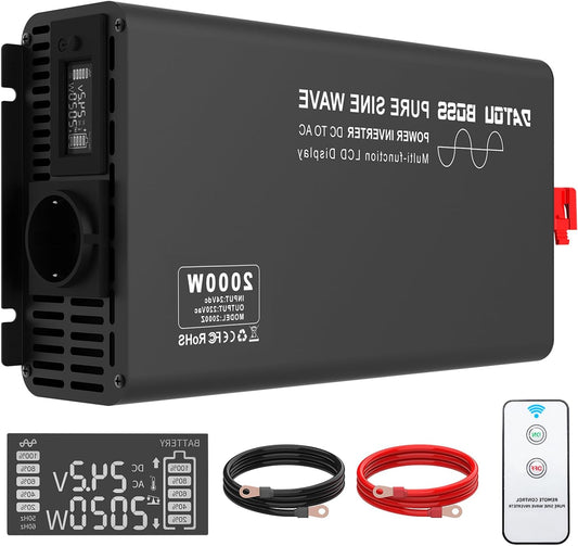 Omvormer – Spanningomvormer – Stroomomvormer – Inverter – Converter – Pure Sinusgolf – 2000W Continu Vermogen – 4000W Piekvermogen