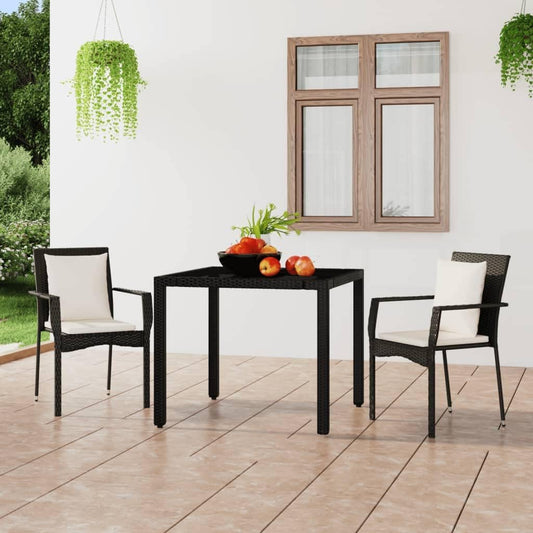 Lounge tuinmeubelen set terrasmeubels balkonmeubels tuinstoelen met kussens 2 stuks. Poly rotan zwart - QUORE