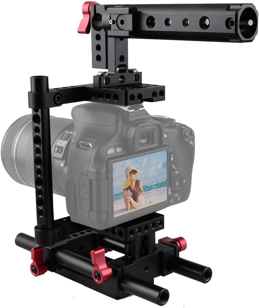 CAMVATE Camera Cage Rig Top Handvat Statief Mount Plaat voor Nikon Sony Panasonnic (rood)