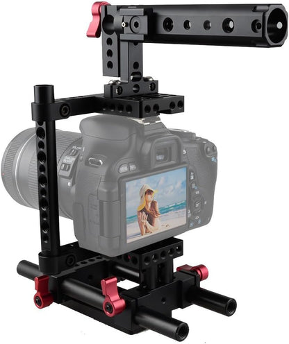 CAMVATE Camera Cage Rig Top Handvat Statief Mount Plaat voor Nikon Sony Panasonnic (rood)