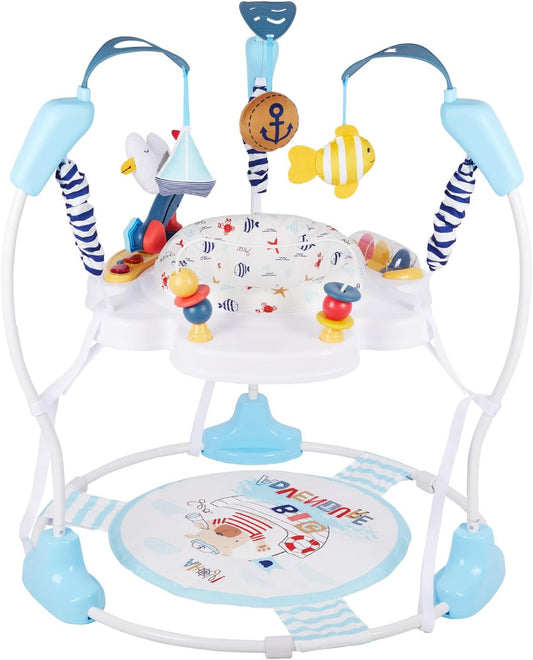 JP2401 Baby Activity Center 3-in-1 Baby Activity Center with 360° Rotating Seat, Music, Lighting, 3 Adjustable Heights, Children's Activity Bridge for More - QUORE