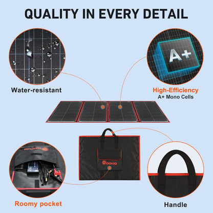 DOKIO 200W draagbare opvouwbare zonnelader Outdoor Travel oplaadbare opvouwbare tas met 20A-controller voor caravan camper camping Auto Boot Batterij opladen