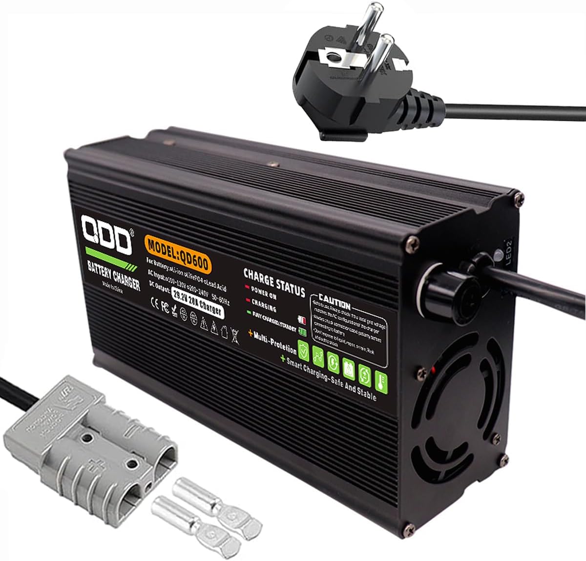 LiFePO4 Acculader – Batterijlader – Oplader – Accuvoeding – 24V Lader – 20A Laadstroom – Aluminium Behuizing Met Veiligheidsbescherming