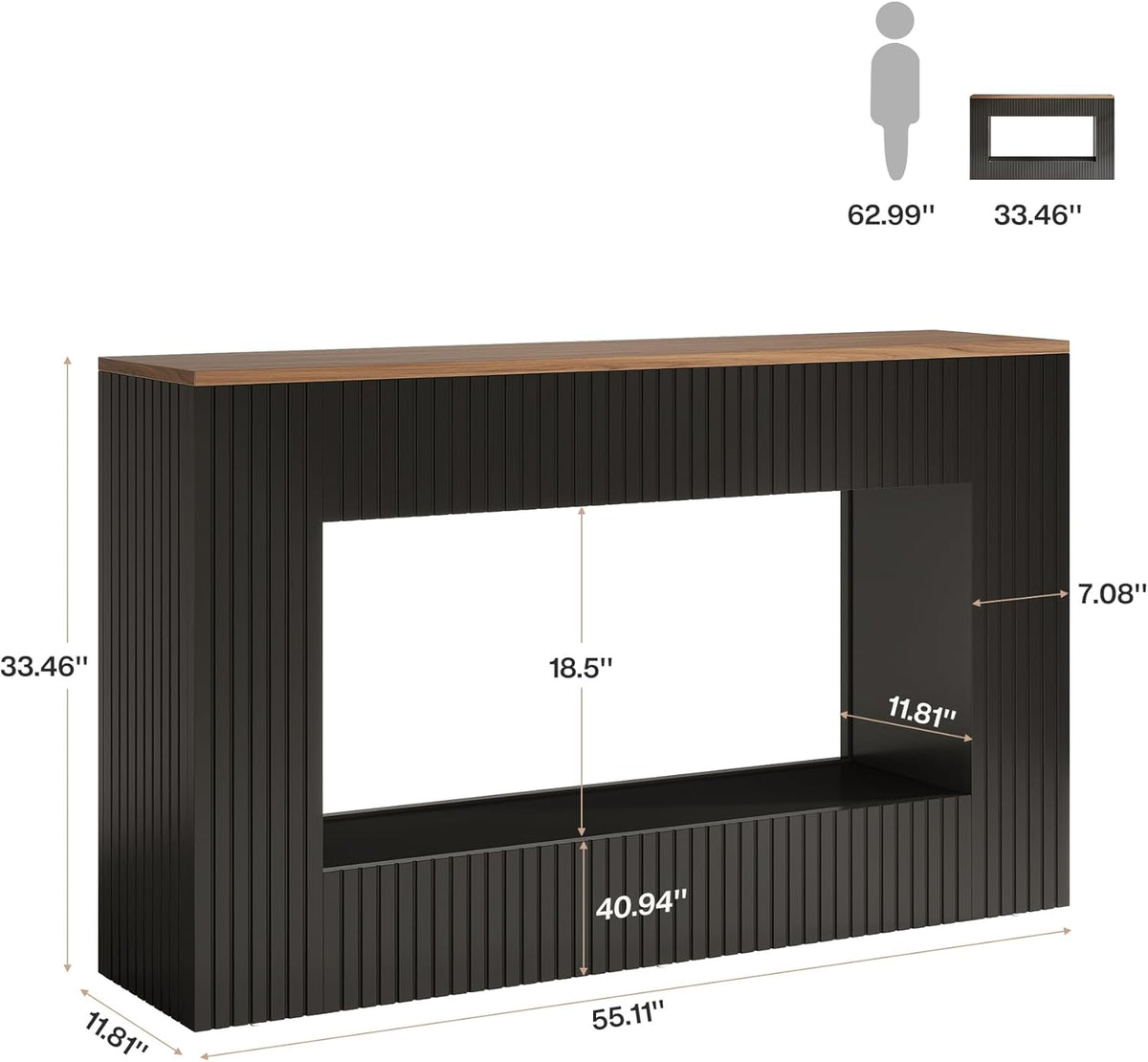 Tribesigns Modern Console Table, 140cm Wooden Entrance Table with Storage, Narrow Long Bench Table Behind Sofa for Living Room, Foyer, Hallway, Black