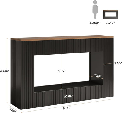 Tribesigns Modern Console Table, 140cm Wooden Entrance Table with Storage, Narrow Long Bench Table Behind Sofa for Living Room, Foyer, Hallway, Black