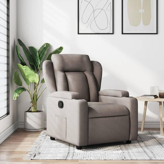 Relaxfauteuil – Relaxstoel – Ligstoel – Fauteuil – Loungestoel – Handmatig Verstelbaar – Taupekleurige Stof