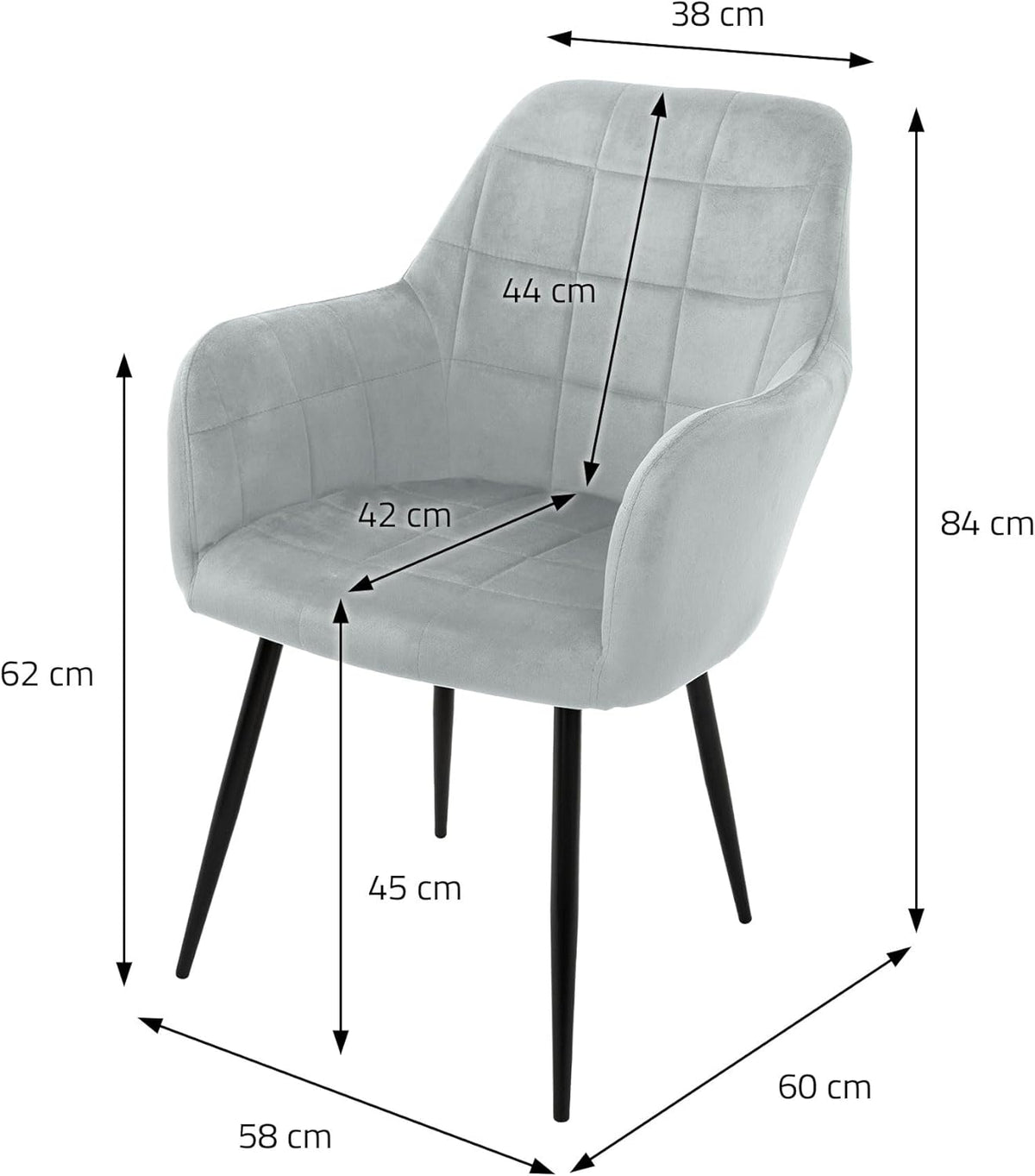 Eetkamerstoelen – Stoelen – Kuipstoelen – Armstoelen – Beklede Stoelen – Set Van 6 – Comfortabele Ergonomische Zitting – Metalen Poot Met Zwarte Poedercoating