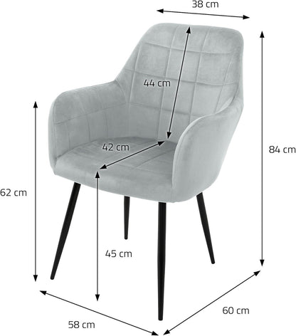 Eetkamerstoelen – Stoelen – Kuipstoelen – Armstoelen – Beklede Stoelen – Set Van 6 – Comfortabele Ergonomische Zitting – Metalen Poot Met Zwarte Poedercoating