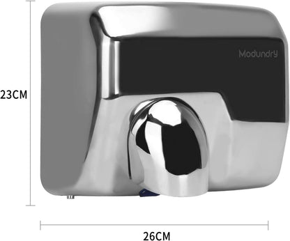 Handdroger, elektrisch, automatisch, hoge snelheid, handdroger, roestvrij staal, 2300 W, wandmontage, 8-10 seconden droog voor commercieel toilet