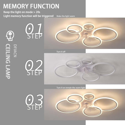 RGB Plafondventilator met ledlicht, dimbaar, slaapkamer, stil, plafondventilator, met afstandsbediening, omkeerbaar, 6 snelheden, timing, kroonluchter, ventilator, woonkamer, Φ 95 cm, wit