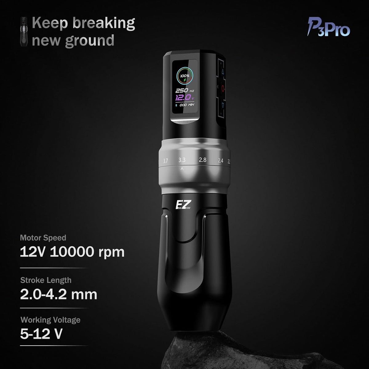 Draadloze Tatoeagemachine – Tattoo Pen – Tattoo Machine – Permanente Make-up Machine – SMP Machine – 6 Verstelbare Slaglengtes – OLED Display & 1600mAh Batterij – Glanzend Zwart