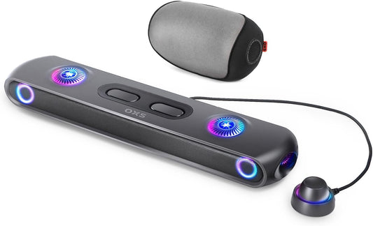 OXS Thunder Pro+ Gaming Soundbar met Draadloze Satelliet Nekluidspreker, 7.1.2 Dolby Atmos Surround Sound System, Ingebouwde Woofer, App Aanpassing, RGB Licht, 3 Gamer Modi, voor PC en Gaming Consoles