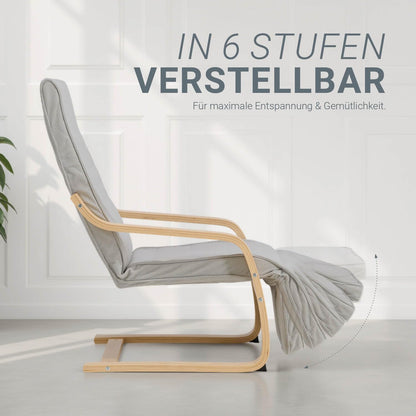 Relaxfauteuil – Relaxstoel – Schommelstoel – Zitstoel – Lounge Chair – Verstelbare Voetensteun – Lichtgrijze Corduroy Bekleding