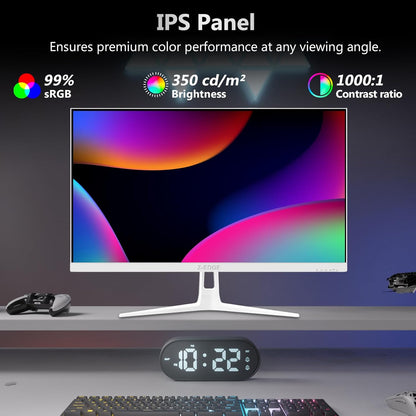 Z-Edge White Gaming PC Screen 24'' 240Hz, IPS, 1ms, FreeSync, FHD(1920x1080), White Gaming Monitor 16:9, Adjustable Slope, 2×HDMI2.0 & 2× DP1.4, 350cd/m², HDR10, VESA 75 * 75mm (DP-75mm) cable