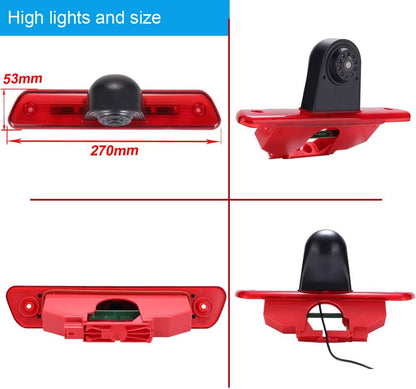 HD Caravan Transporter achteruitrijsysteem remlicht achteruitrijcamera dakcamera parkeerhulp met hoek verstelbaar compatibel met Peugeot Expert/FIAT Scudo / Citroen Jumpy/Toyota Proace