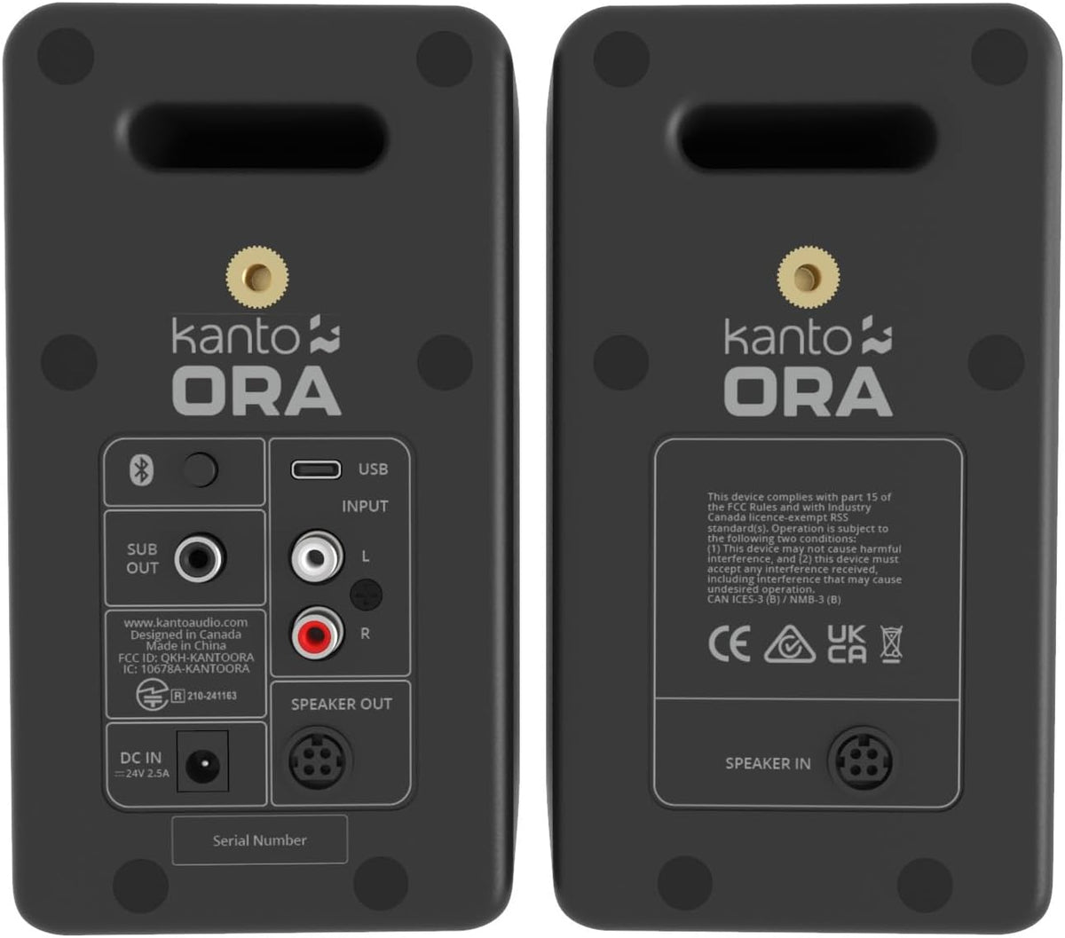 Kanto ORA 100W Powered Bi-amp Reference Desktop Computer Speakers w/Bluetooth 5.0 & USB-C | 100 Hz Crossover | Reference Quality Sound | Pair | Black