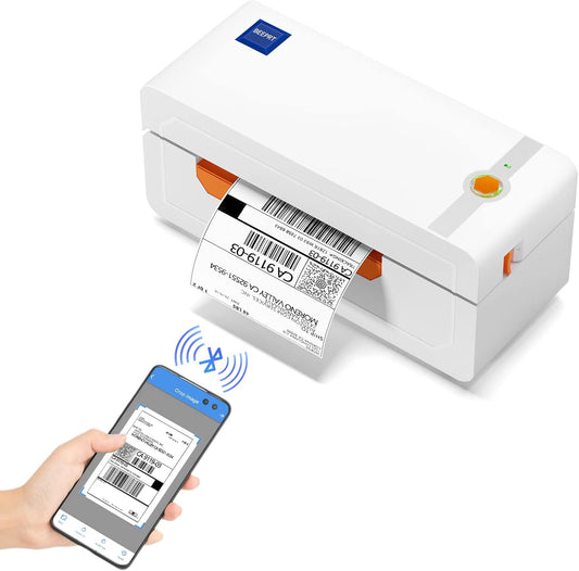 JADENS Bluetooth thermische labelprinter, 4 x 6 verzendlabelprinter voor verzendpakketten 203 DPI, 1.2"-4.1" afdrukformaat compatibel met Hermes, Royal Mail, Amazon, Shopify