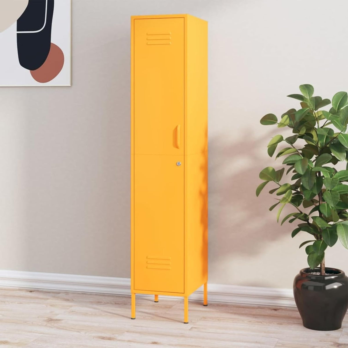 Safe Box Mustard Yellow 35x46x180cm Steel, Worker Lockers,Metal Locker,Thin Storage Cabinet - QUORE