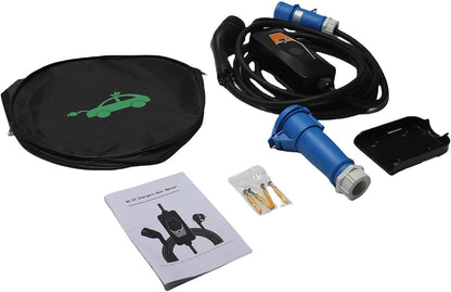 Type 2 EV oplader, 7 kW, 6 A/8 A/10 A/13 A/16 A/24 A/32 A, instelbaar, 5 m oplaadkabel, driefasig, draagbare mobiele wandbox met app-besturing voor toegang op afstand en voorkeuze van de