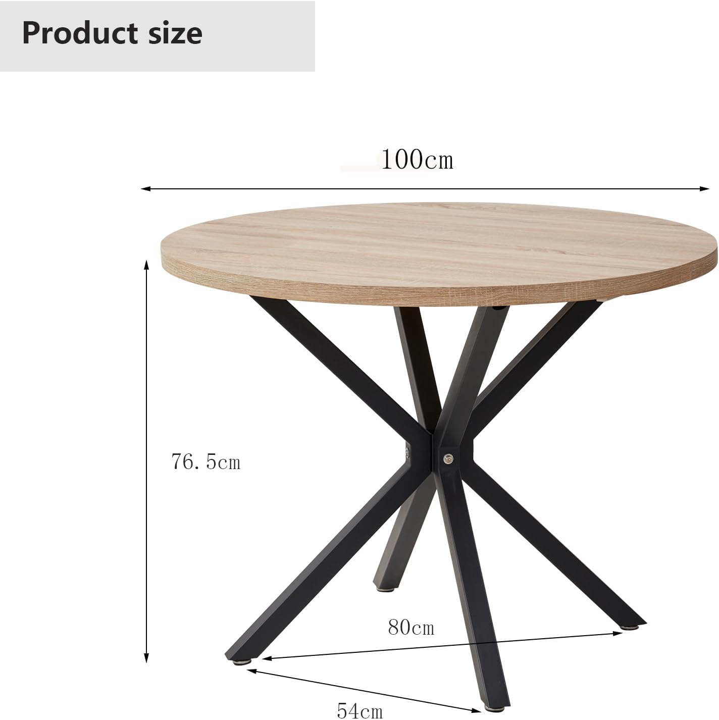Salontafels - Tafel - Eettafel - Keukentafel - 76,5 cm x 54 cm - 100 diameter - Lichtbruin