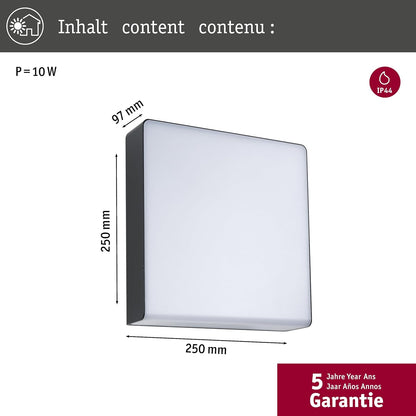 Paulmann 94842 LED-buitenwandarmatuur Smart Home Zigbee Azalena bewegingsmelder IP44 250x97 mm Tunable Warm 8,5 W 700 lm antraciet buitenverlichting