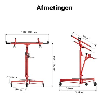 Platenlift XXL set - montagehulp XXL 350 cm + verlengstuk 140 cm - tot max. 465 cm en 68 kg