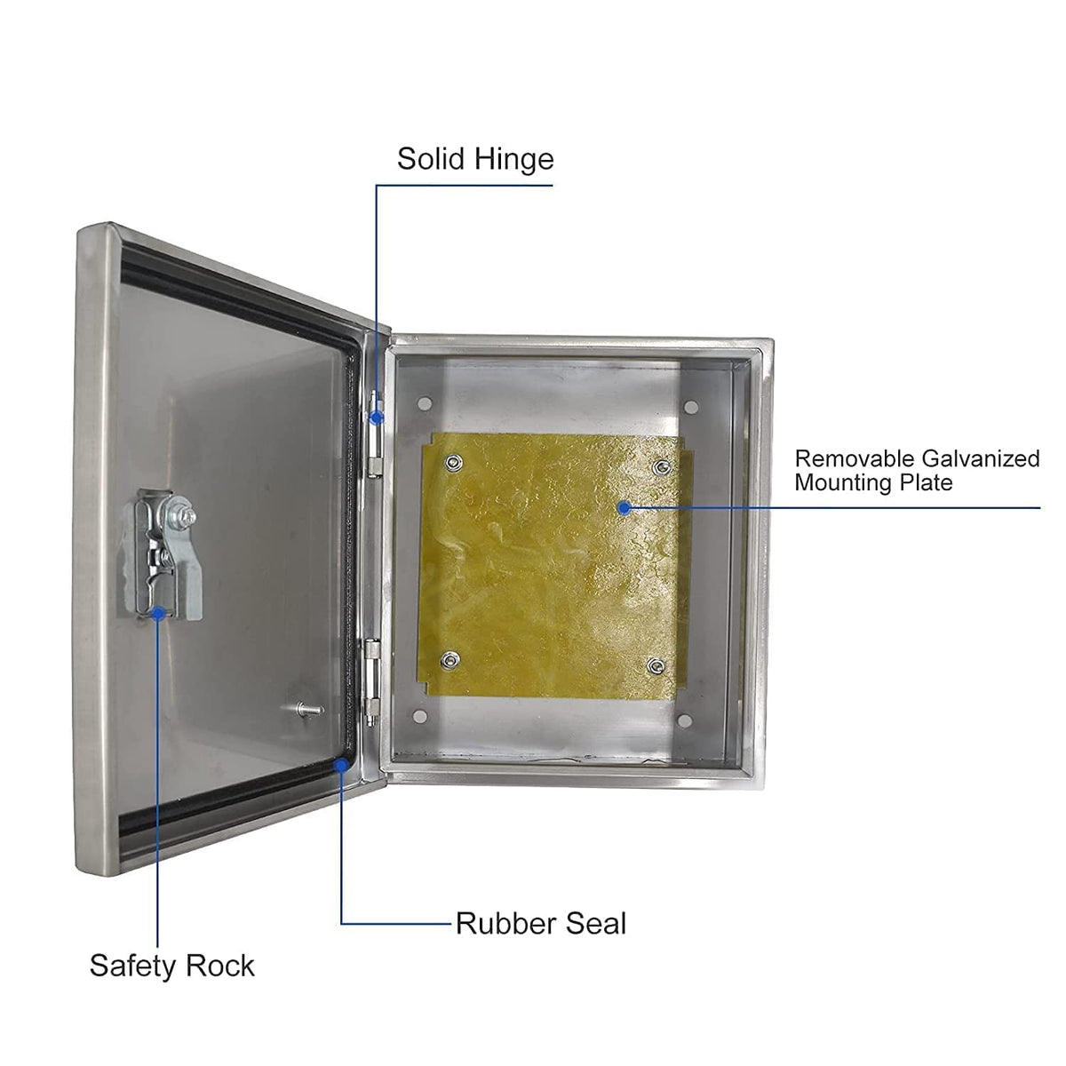 Roestvrij stalen waterdichte schakelkast, voor binnen en buiten, wandmontage, aansluitkast, roestvrij technische kast met slot, 60 x 50 x 20 cm, ingebouwde isolatiemontageplaat, schakelkast