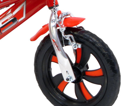 albri 12 inch fiets cars met zijstabilisatoren, drinkfles en individueel frontschild. Made in Italy voor kinderen, rood