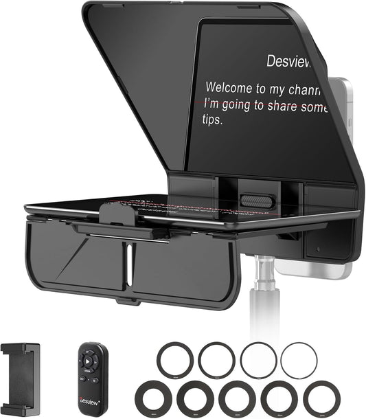 Teleprompter – Autocue – Camera Teleprompter – Video Teleprompter – Promptscherm – Tot 11 Inch – Bluetooth Afstandsbediening – HD Gecoat Anti Reflectieglas