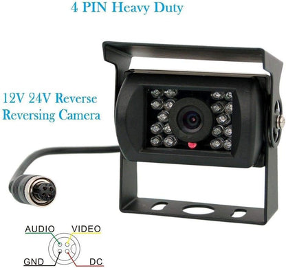 12V-24V 4Pin Omkeren Backup Achteruitrijsysteem 7 inch TFT LCD HD Monitor met Zonnescherm Beugel 2x 18LEDs IR Nachtzicht Waterdichte Reverse Camera voor RV/Bus/Trailer/Truck