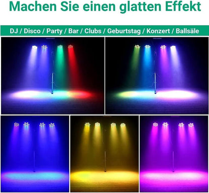 HOLDLAMP 4 stuks podiumverlichting met pvc-tas, RGB 36 leds, par met afstandsbediening, koplamp DMX 7CH voor bar, DJ, disco, verjaardag, feest, Halloween, Kerstmis