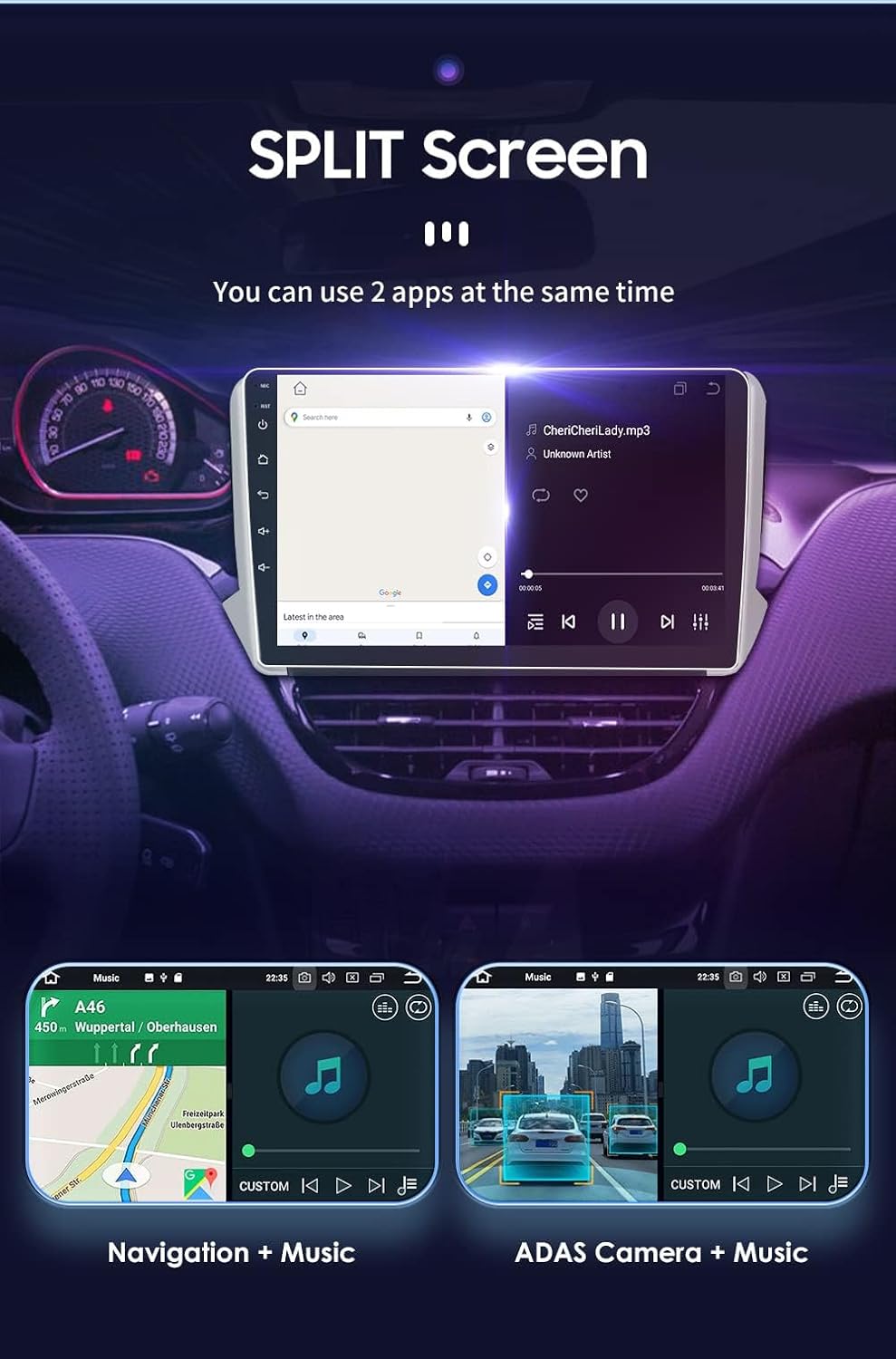 10 Inch Android 13 Autoradio – Multimedia Systeem – Touchscreen Stereo – Navigatie Radio – Draadloze CarPlay Android Auto – 8-Core Processor – 4G+32G Geheugen