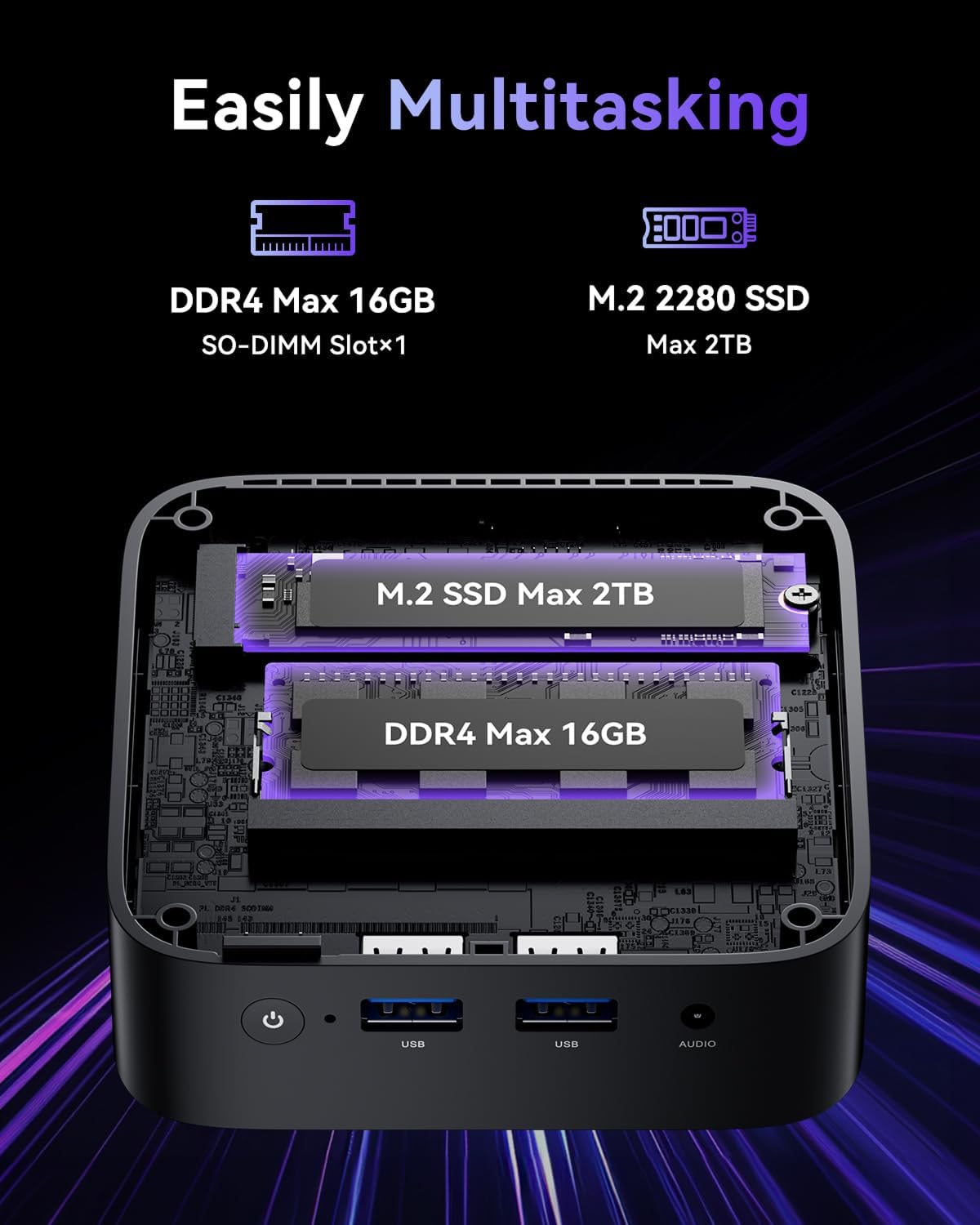 ACEMAGIC Vistia V1 Alder Lake-N95 Mini PC（bis zu 3,4 GHz）， 16GB DDR4 512GB SSD Mini Computer，W11 PRO Micro Desktop Computer Support 4K HDMI+DP/WiFi 5/BT/For Business/Office/Multimedia