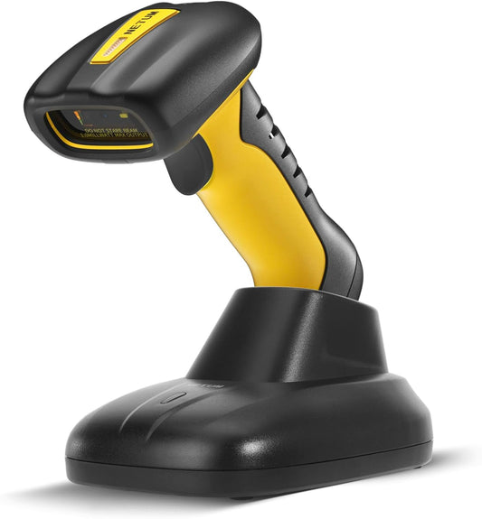 Draadloze barcodescanner – Scanner – Barcodelezer – Barcodeleser – Handscanner – 1D/2D, Bluetooth & 2,4G draadloos – Groot scanbereik tot 21,3 m, IP67 water- en stofdicht