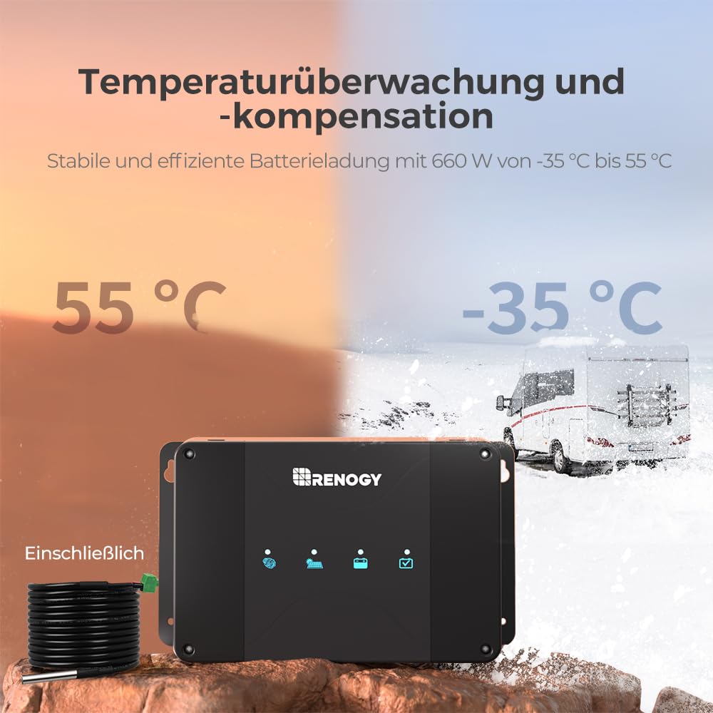 Renogy 30 A DCDC Battery Charger MPT Solar Charge Controller Charging Booster 12 V Independent from the Net for Starter Battery and Power Battery Motorhome, Caravan - QUORE