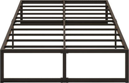 Yicensen Tweepersoonsbed 160 x 200 cm Metalen Bed Met Lattenbodem, Hoogte 41 cm, Dubbel Bedframe, Stil, Stabiel, Minimalistisch Design, Eenvoudig te Monteren, Zwart