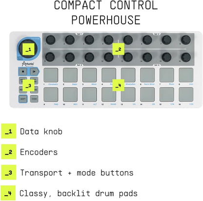 Arturia - BeatStep - Compacte MIDI-controller en sequencer met creatieve Software voor hoogwaardige opnamen, 16 pads, 16 encoders