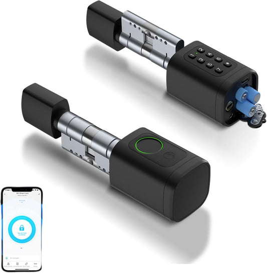 Deurslot, vingerafdruk, 5 en 1 slim deurslot met cijfercode, RFID-sleutel, app, elektronische deuropener, huisdeurslot, verstelbare sluitcilinder 60-90 mm, Sloten