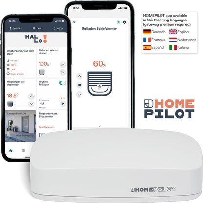 HOMEPILOT Gateway premium, Smart Home Central incl. app & spraakbesturing (Alexa, Google Assistant compatibel), besturing voor slimme homepilot-apparaten (rolluiken, verwarming, verlichting enz.)