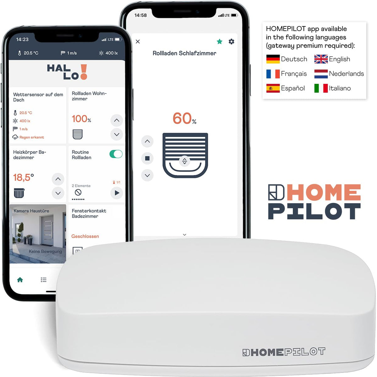 HOMEPILOT Gateway Premium - Smart Home Center voor het aansturen van alle slimme apparaten HOMEPILOT producten via gratis app, wit