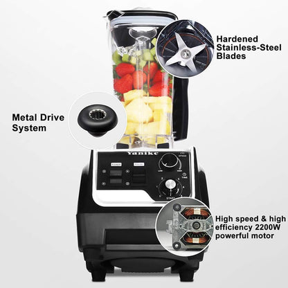 Professionele blender, 2200 W, hoge snelheid mixer voor smoothies en shakes met 2 liter BPA-vrije Tritan-kruik, timer