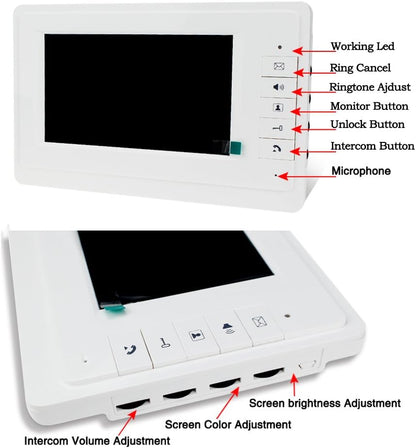 7 inch LCD kleur bedraad video intercomsysteem kit 700TVL IR COMS nachtzicht buitencamera deurbel voor multi-woningen / familie / thuis witte monitoren 100 meter (1 camera 2 monitors)